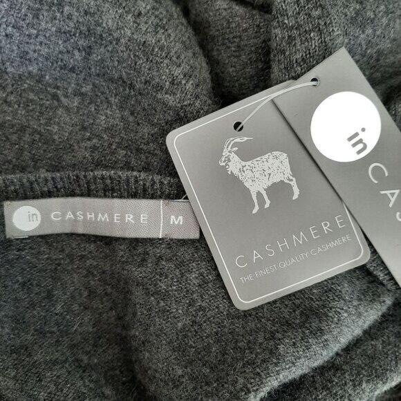 InCASHMERE 100% Cashmere Scoop Neck Sweater Grey Sz M - Picture 9 of 10